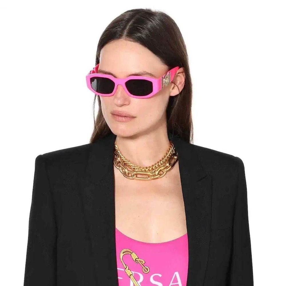 VERSACE EUC Medusa Biggie Square Sunglasses Authentic Pink Gold